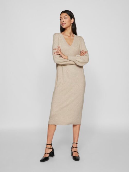 VICOMFY V-NECK L/S KNIT DRESS VISCOSA
