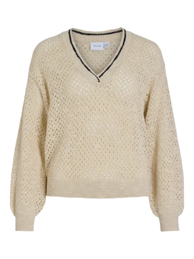 VIPOCA L/S V-NECK GLITTER KNIT TOP