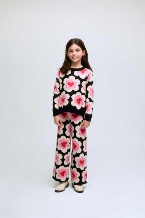 PANTALONI DA BAMBINA IN MAGLIA CON STAMPA DI CUORI SWEETHEART