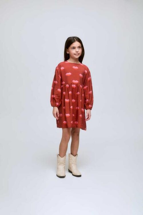 VESTITO CORTO DA BAMBINA CON STAMPA LIPS