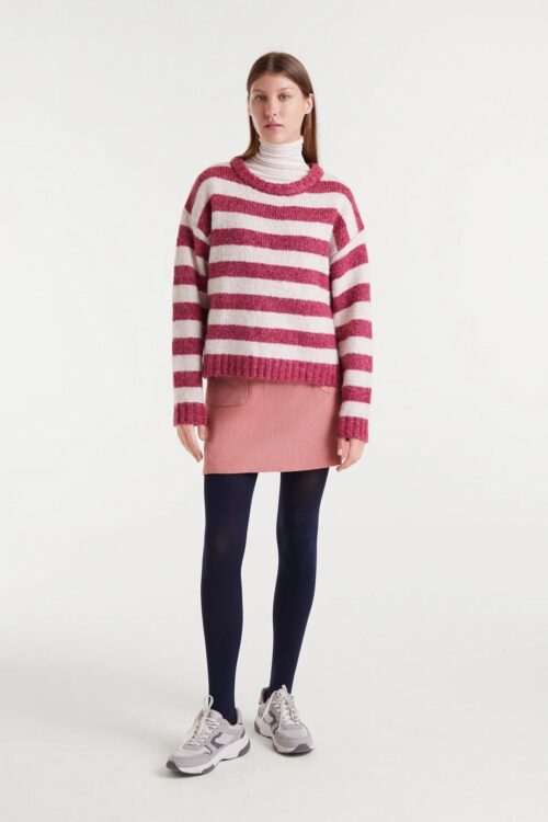 MAGLIONE WHITE AND FUCHSIA
