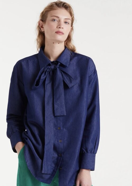CAMICIA LUNGA EFFETTO JEANS