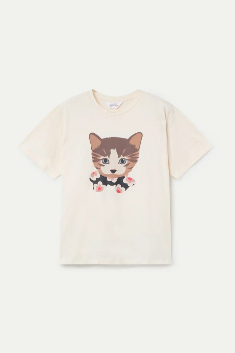 T-SHIRT 100% COTONE CON STAMPA GATTO - immagine 6