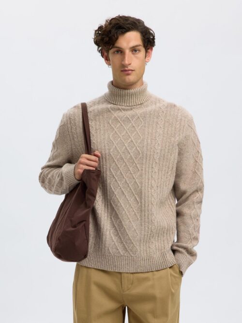 SLHNEIL LS KNIT RELAXED CABLE ROLL NECK