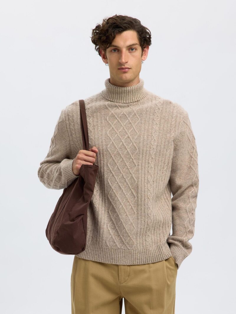 SLHNEIL LS KNIT RELAXED CABLE ROLL NECK