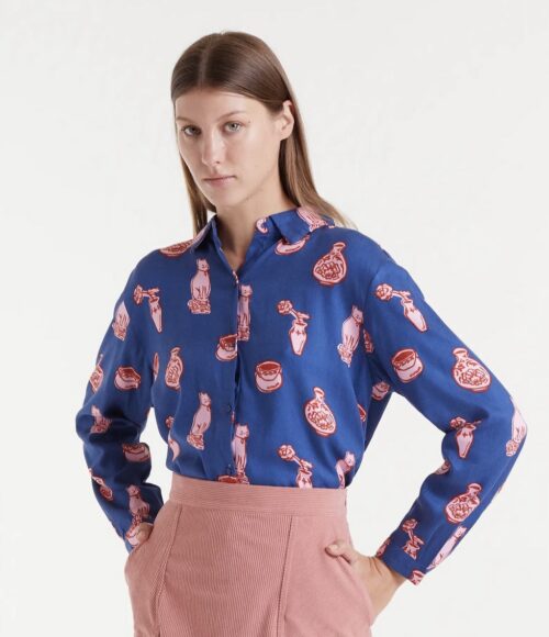 CAMICIA CON FANTASIA PORCELLANA