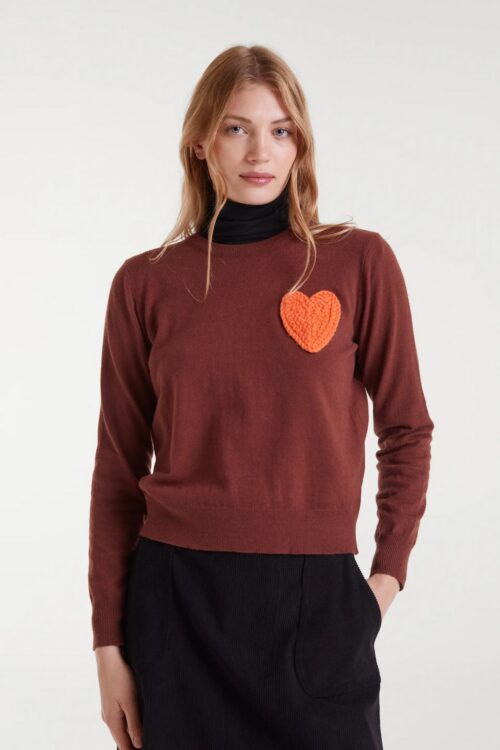MAGLIONE VISCOSA CUORE RICAMATO