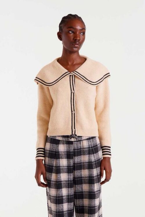 CARDIGAN CON COLLO ALLA MARINARA BEIGE