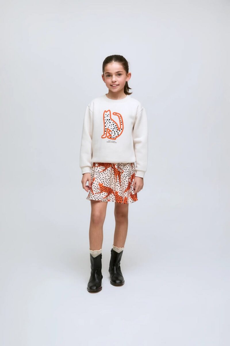 FELPA BIANCA DA BAMBINA CON STAMPA LEOPARDATA - immagine 2