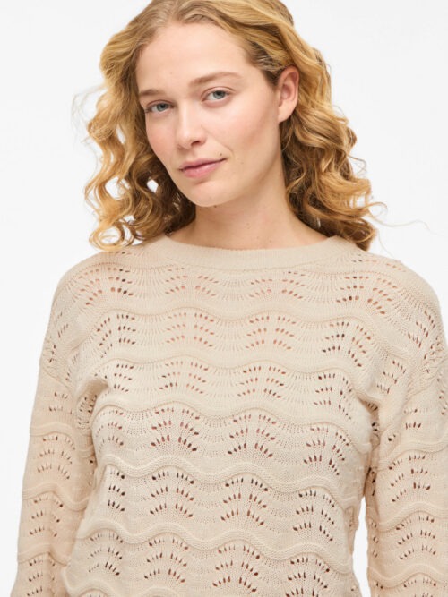 VIWAVE O-NECK LS POINTELLE KNIT TOP-NOOS