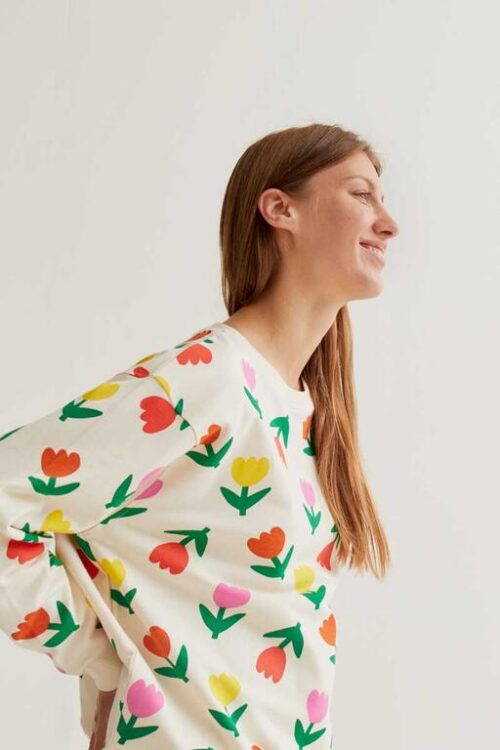 FELPA 100% COTONE CON TULIPANI STAMPATI